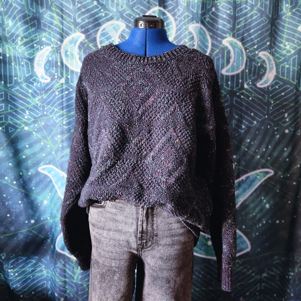 Vintage Protégé by Tag Knit Sweater - Black With Rainbow Flecks🌈 - Size L